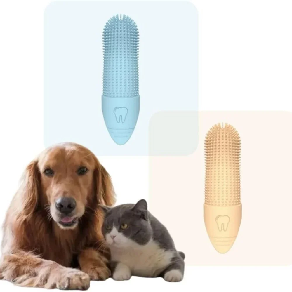 360° Pet Finger Toothbrush for Dogs & Cats, Soft Silicone Finger Toothbrush for